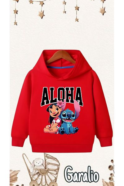 Garalio Aloha Stitch Printed Hooded Children's Sweatshirt