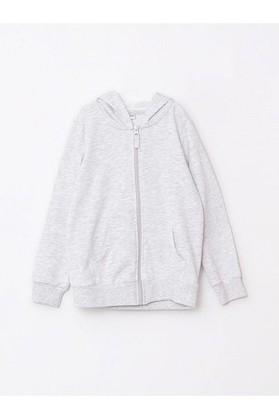 LC Waikiki Lcw Hooded Basic Long Sleeve Girl's Zippered Sweatshirt