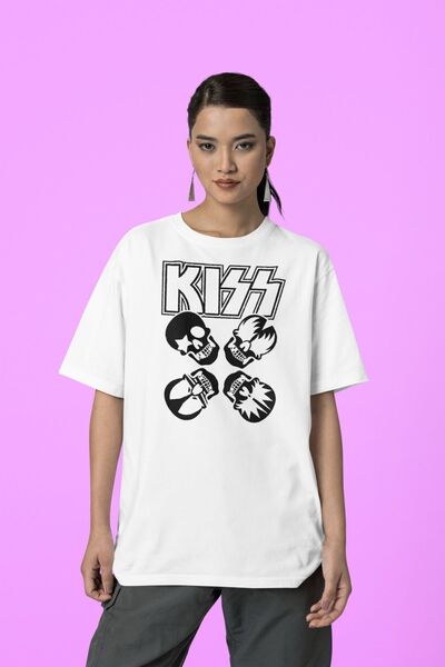 SEVBANO Unisex majica sa otiskom poljupca - muzički bend, rok metal majica
