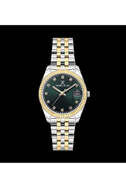 Daniel Klein Kadın Kol Saati Gümüş Gold Renk Yeşil Kadran Bileklik Hediye