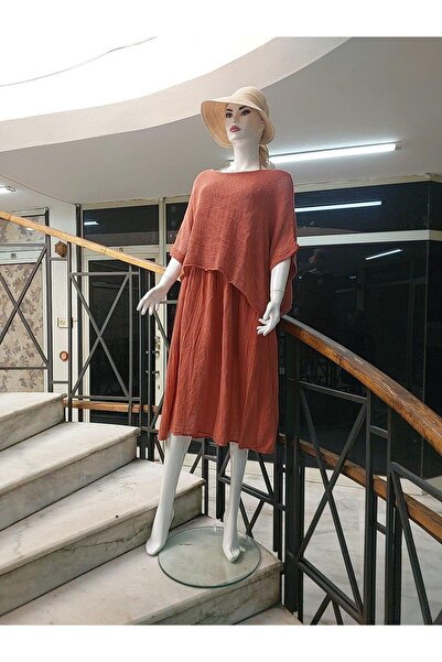 EREN STYLE Ολόσωμο φόρεμα από ιταλικό λινό μουσελίνα με μπλούζα από διχτυωτό ...