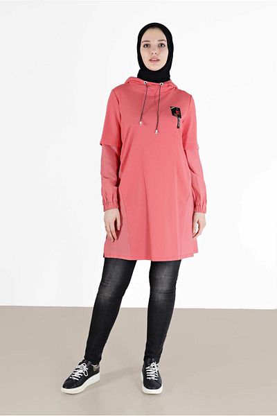 Alvina Elastic Hooded Tunic with Cuffs 41683