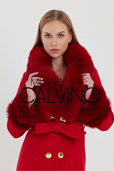 Milano Calvino Furry Cashmere Coat Red