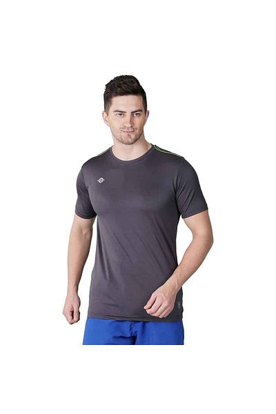 Nivia Hydra Fitness Jersey (DARK GREY, MEDIUM) | Polyester, Rapid Drying, Regular Fit