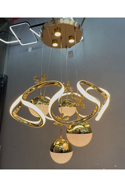 esenavize 4 Toplu , 3 Renkli  Modern  Gold Kaplamalı  Led Avize garantili