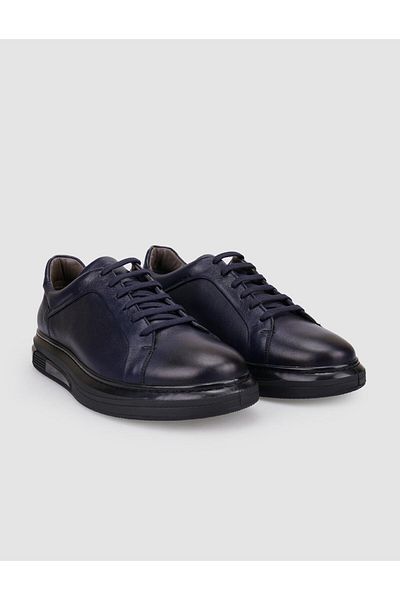 Cabani 100% Genuine Leather Navy Blue Lace-Up Men's Sports Shoes