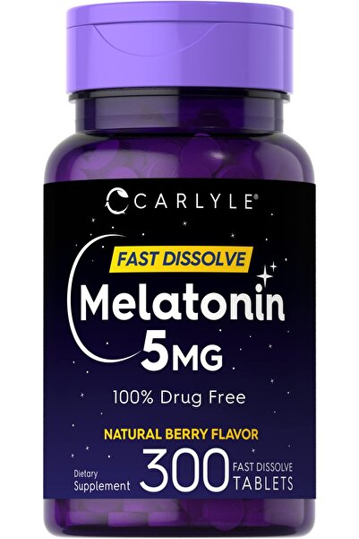 Carlyle Melatonin 5 mg Fast Dissolve 300 Tablets | Berry Flavor | Vegetarian, Non-GMO Supplement