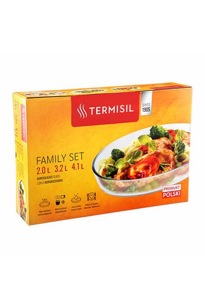 Termisil ,Borosilicate glass,Oval Ovenware,Set of 3pcs,(2L+3.2L+4.1L),Suitable for stove and Oven