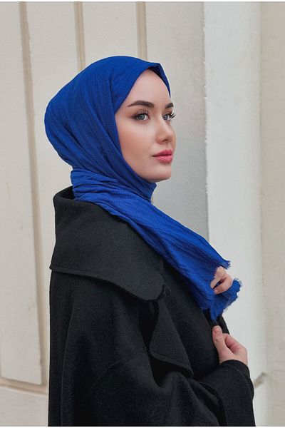 HEQA Şal natural Saks Blue
