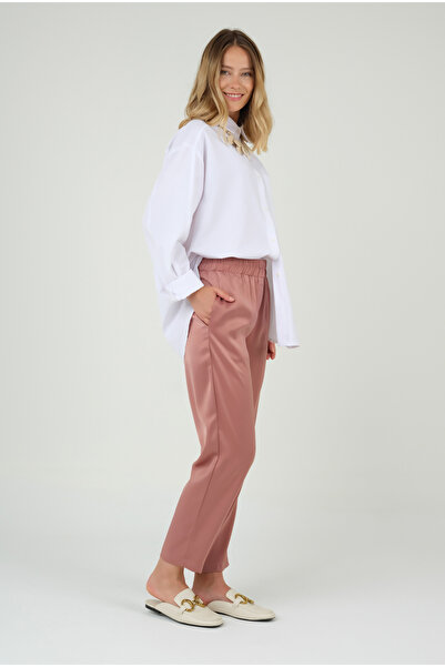 HEQA Шовкові брюки пудрового кольору