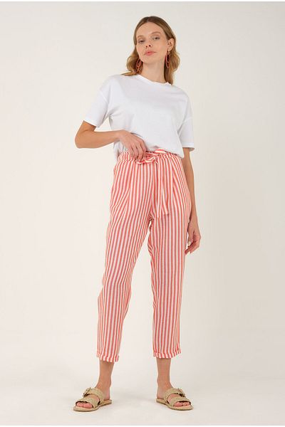 HEQA Pantaloni cu dungi Floare de rodie