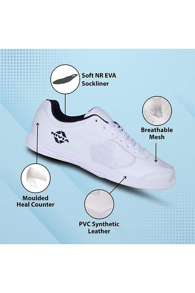 Nivia Hawks Running Shoes (WHITE, 9 UK/10 US/43 EU) | Breathable Mesh, Comfortable, Cushion