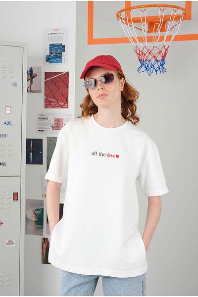 HEQA Tricou All The Love Off-White