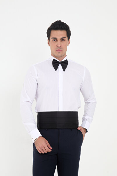 Brianze White Horse Collar Groom Suit Slim Fit Shirt (Sleeve Button Gift)