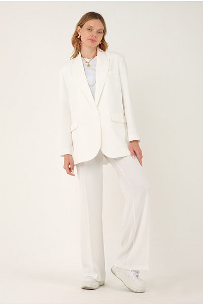 HEQA Jachetă Blazer Drapată Ecru
