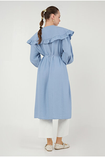 HEQA Yakası Fırfırlı Gömlek Bebe Mavi