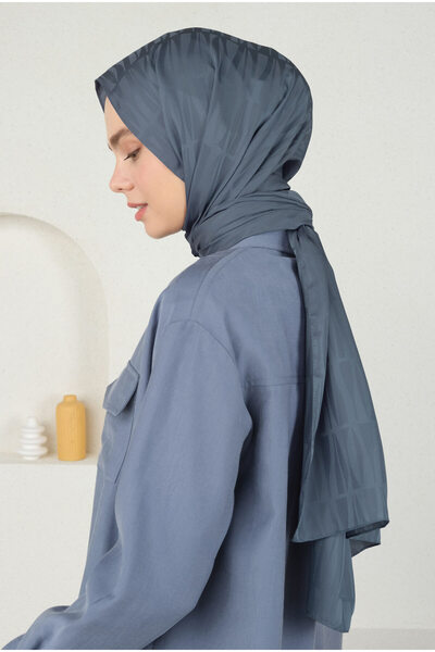 HEQA Jou Desen Jakar Şal Kot Mavi