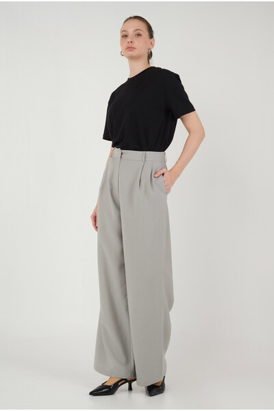HEQA Широкі штани з плісированими штанинами, світло-сірі