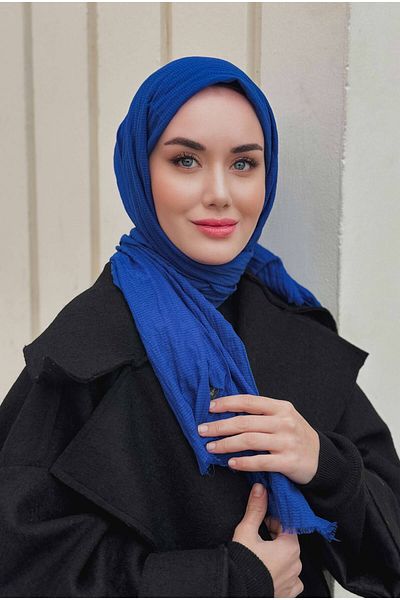 HEQA Şal natural Saks Blue