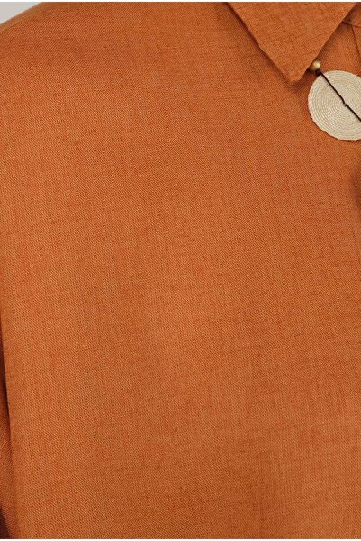 HEQA Arkası Pileli Gömlek Papaya