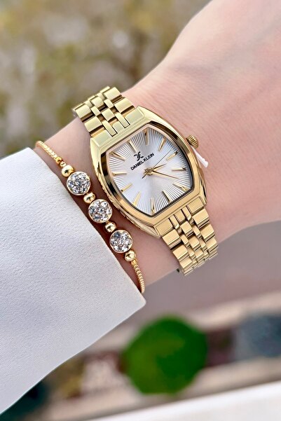 Daniel Klein Ayarlanabilir Kordonlu Altın Renk Kadın Kol Saati Ve Bileklik Dkgnct1445