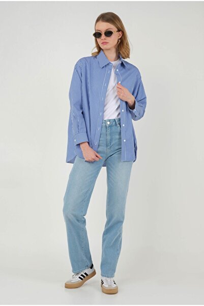 HEQA Çizgili Basic Gömlek Lacivert