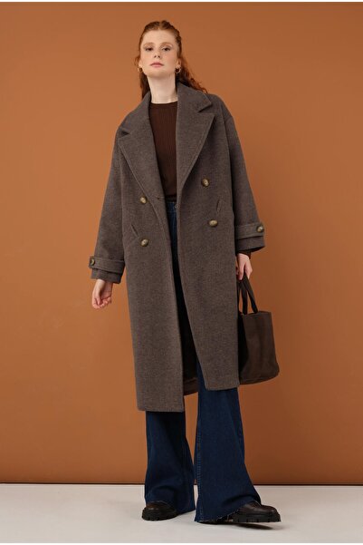 HEQA Kolu Apolet Detaylı Kaban Kahve