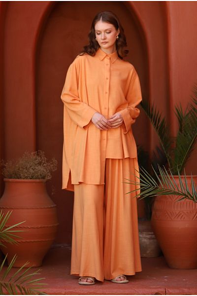 HEQA Pantaloni largi de piersică deschisă