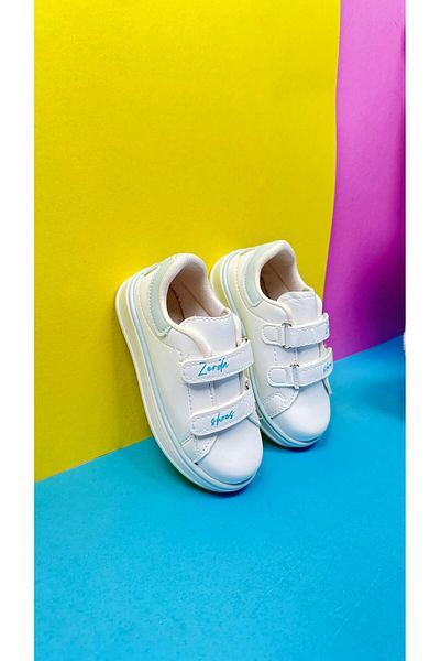 Allyup Ocazional Băieți Fete Copii Alb Albastru Tenis Velcro Talpă groasă Pantofi sport ușori confortabili 525pf
