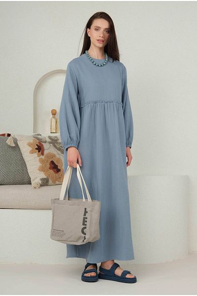 HEQA Rochie de muselina albastru pastel