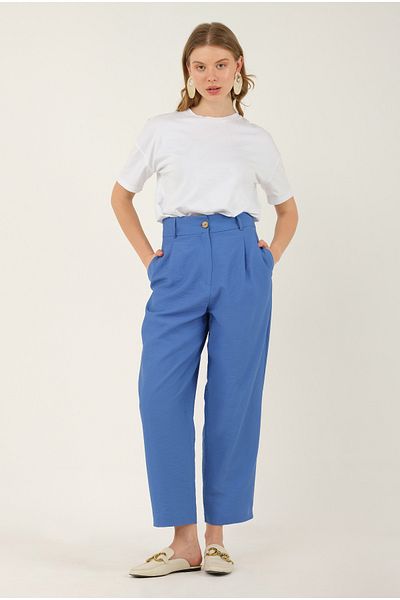 HEQA Pantaloni cu talie plisată Albastru