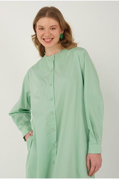 HEQA Rochie Poplin Volane Verde Apa