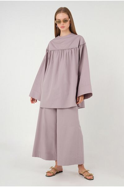HEQA Tunica din poplin - Liliac deschis, design adunat