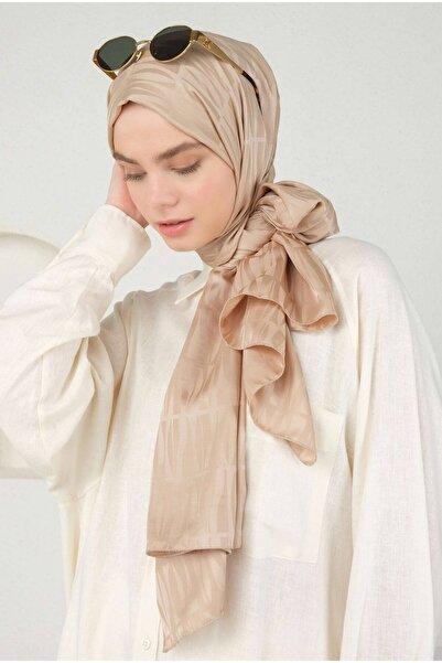 HEQA Jou Desen Jakar Şal Açık Mocha