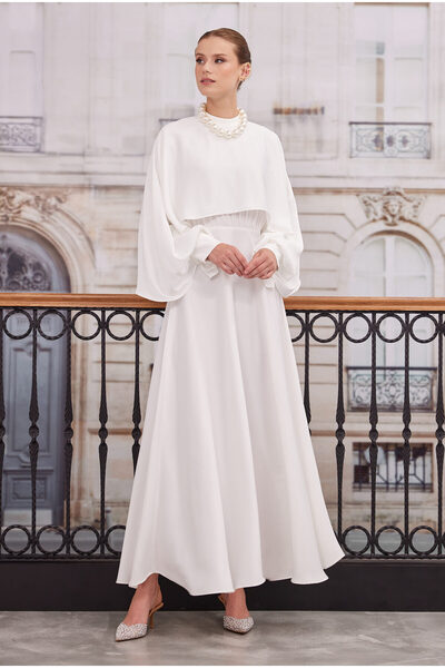HEQA Off-White Cloak Dress