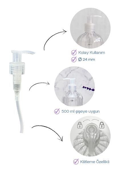homence Clear 24mm Replacement Liquid Soap Pump - Pack of 2 (2 Pcs)