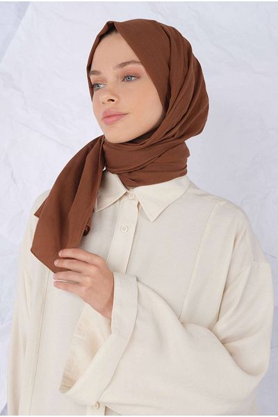 HEQA Brown Cotton Shawl