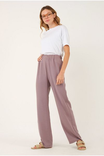 HEQA Pantaloni elastici cu picioare late Liliac
