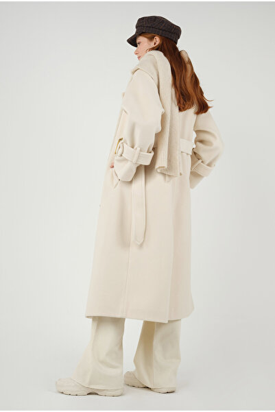 HEQA Uzun Kruvaze Kaban Ekru