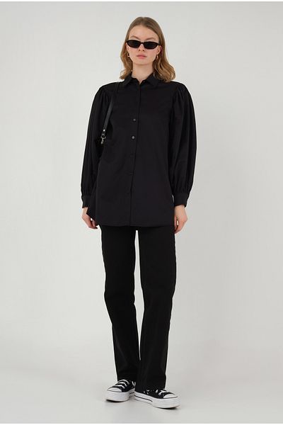 HEQA Balloon Sleeve Shirt Black