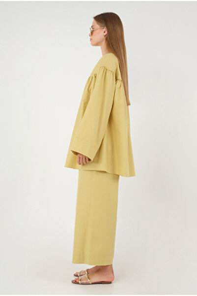 HEQA Soft Lemon Patterned Poplin Tunic - Gathered