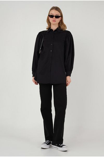 HEQA Balloon Sleeve Shirt Black