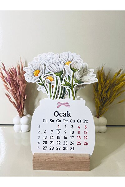 cabuk baskı 2026 takvimi, Masa takvimi, çiçekli takvim özel tasarım takvim