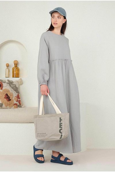 HEQA Rochie de muselina gri deschis