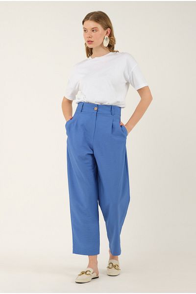 HEQA Pantaloni cu talie plisată Albastru
