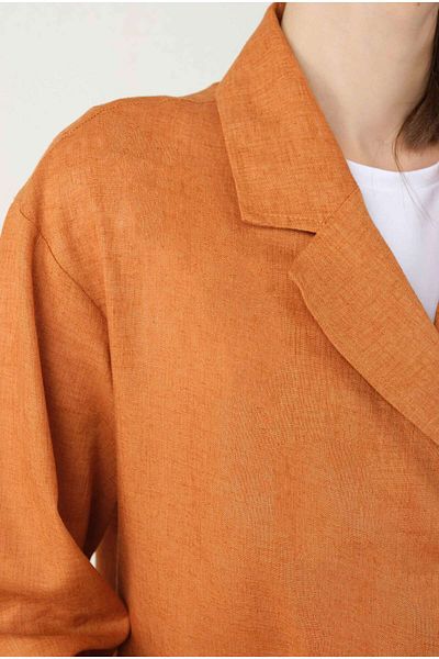 HEQA Kimono de in pentru bărbați - guler Papaya