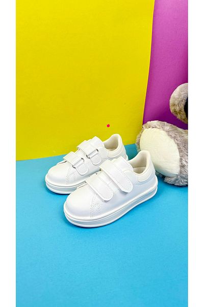 Nstil Denní unisex bílé tenisky prošívání na suchý zip Detailní tlustá podrážka Pohodlná lehká sportovní obuv 525Pf