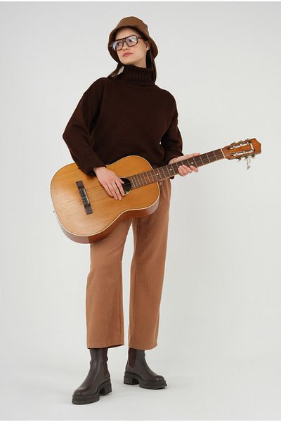 HEQA Pantaloni din chenille cu picioare late, maro