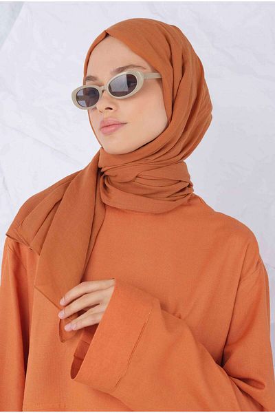 HEQA شال قطن السلمون الداكن