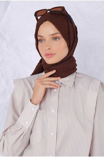 HEQA Dark Brown Crochet Shawl